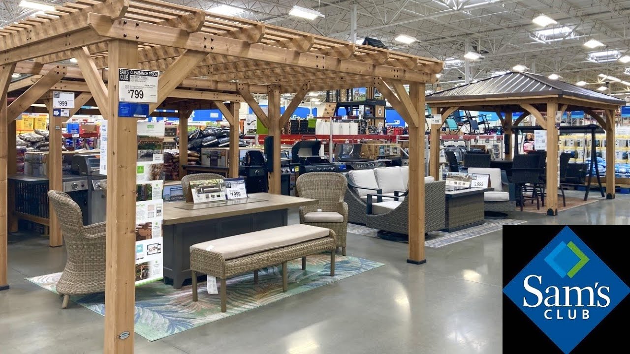 SAM'S CLUB SHOP WITH ME PATIO FURNITURE GAZEBOS GRILLS KITCHENWARE