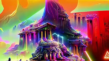 PSYCHEDELIC NEON TEMPLE! | INTERPOLATED WITH FILM | DISCO DIFFUSION 3D AI ART ANIMATION