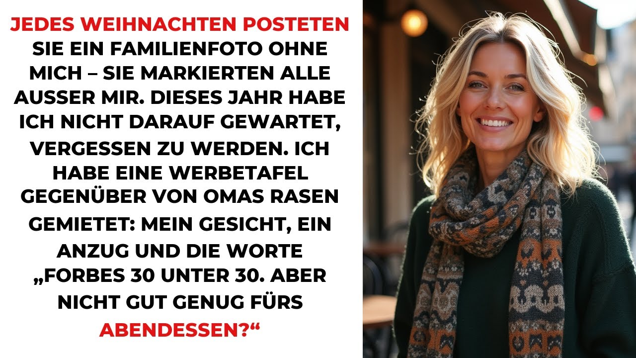 Jedes Weihnachten posteten sie ein Familienfoto ohne mich – sie markierten alle außer mir. Dies...