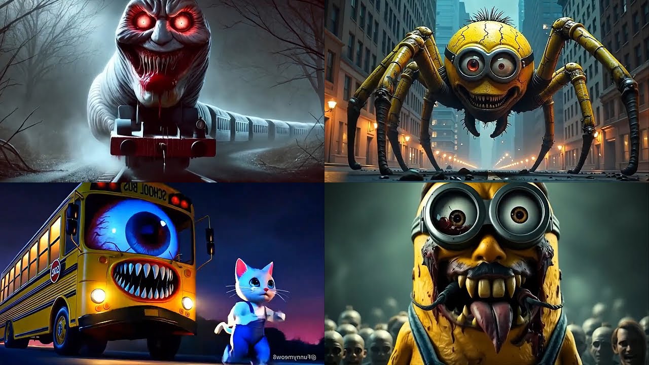 Tomas Train🆚School Bus Monster🆚Minion Spider🆚Minion Zombie🎶 Tiles Hop EDM Rush