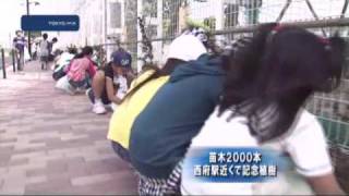 西府駅近くで記念植樹　苗木2000本