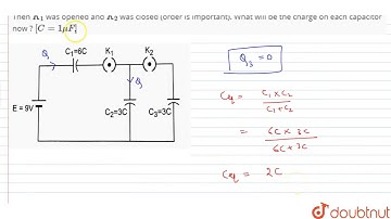 In the circuit shown in Fig, instially `K_(1)` is closed and `K_(2)` is open . What are the