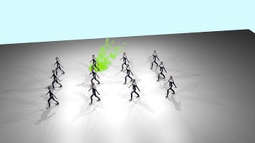 Respiratory Droplets Artistic Simulation of a group walking with Social Distancing and a side wind