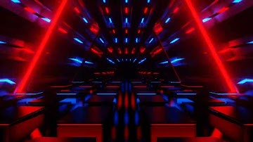 Red and Blue Rhomboid Abstract Neon Corridor Background VJ Loops