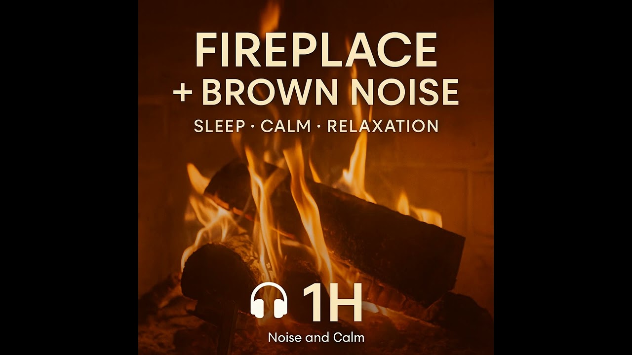 🔥 Fireplace + Brown Noise (1H) | Cozy Ambience for Sleep, Study, or Relaxation