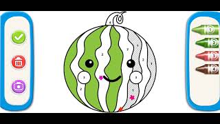 🍉 Watermelon Color by Numbers Game - Coloring by Numbers for Kids Walkthrough screenshot 4