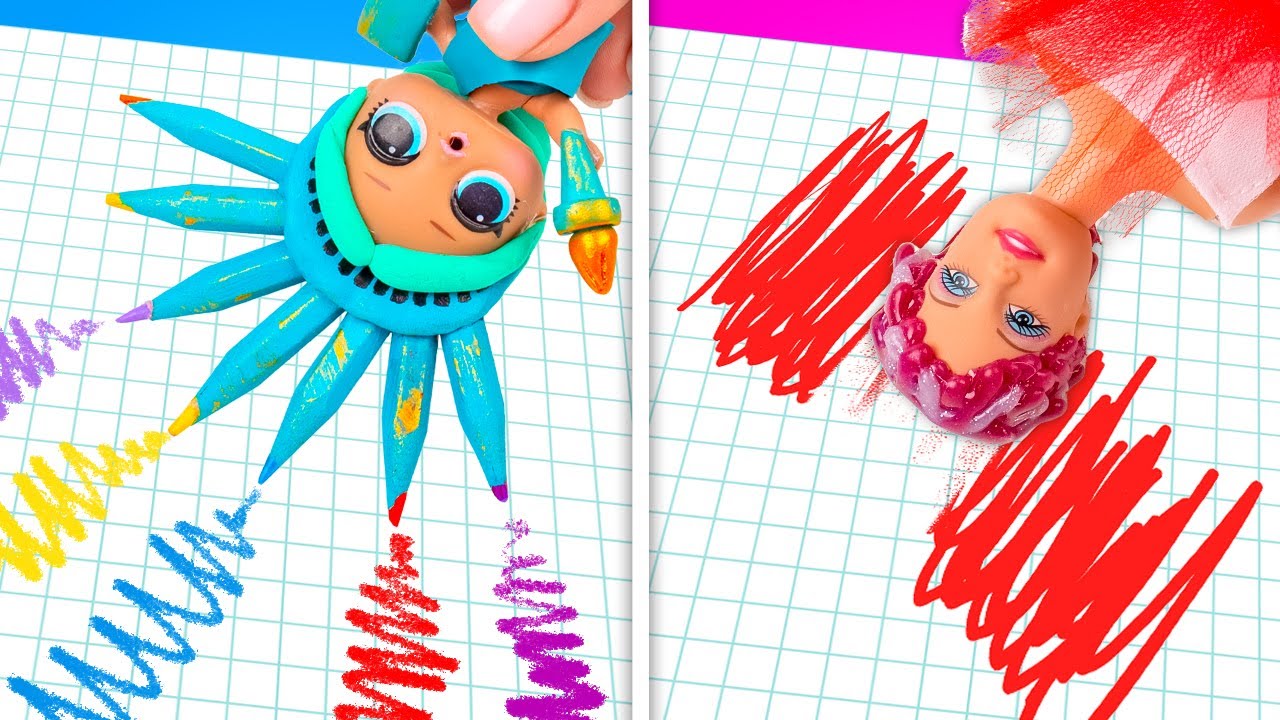 SCHOOL CRAFTS WITH DOLLS! Cool Back To School Hacks - YouTube