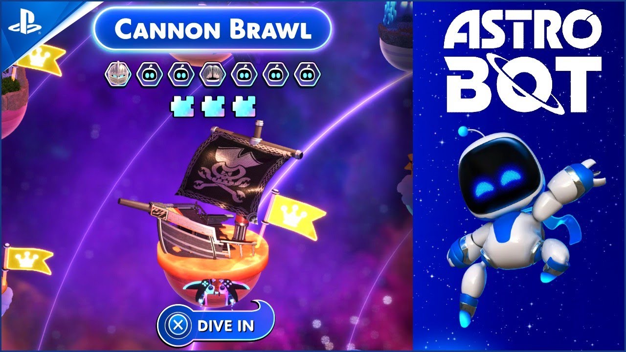 Astro Bot Cannon Brawl All Bots, Puzzle Pieces. Astro Bot Pirate Ship Boss Level.