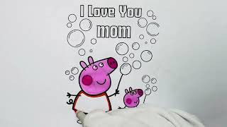 "Satisfying Peppa Pig “I Love You Mom” 💖🐷Coloring Art | Cute Family Cartoon Drawing" screenshot 5