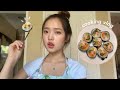 [cooking vlog] making kimpab + tteokbokki 김밥 + 떡볶이, attempting to mukbang