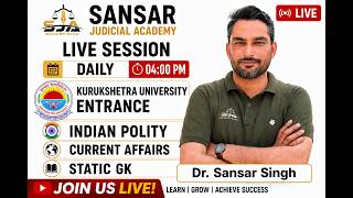 Crack Kurukshetra University Entrance Exam 2026 I Live Session Indian Polity #kurukshetrauniversity