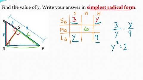 Using similar overlapping right triangles with simplified radical form