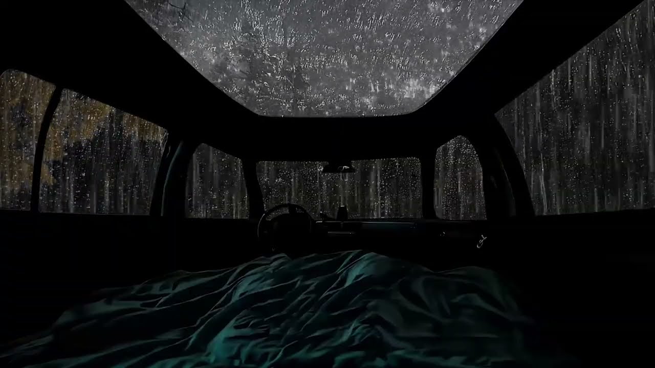 🌧️ Heavy Rain on Car Roof with Thunder | Fall Asleep Fast & Melt Stress Away (No Ads)