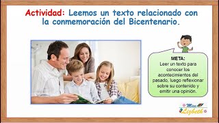 Aprendo en casa- Día 1semana 35 -  Leemos un texto relacionado al bicentenario - 30/11/2020