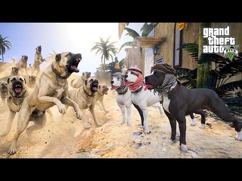 PİTBULL AİLESİ ÇÖLE GİDİYOR VE ÇÖL KANGALLARIYLA DÖVÜŞÜYOR! - GTA 5 PİTBULL'UN HAYATI