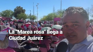 #MareaRosa | Habitantes de Ciudad Juárez se dan cita en el Monumento a Benito Juárez