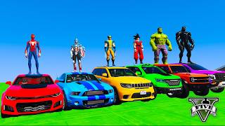 SPIDERMAN Epic Mega OCEAN RAMP Challenge for Cars Monster Trucks! SuperHero Hulk Venom Goku– GTA 5