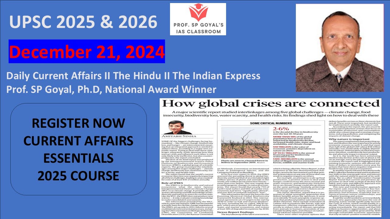 Daily Current Affairs MCQs & News Analysis | December 21 2024 |#upsc ...