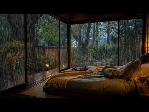 Gentle Rain Sounds in Calm Bedroom | Rainy Forest Night 🌿