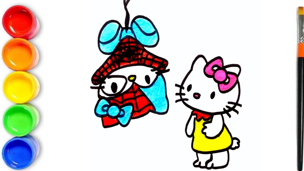 Hello Kitty and Spiderman Drawing Tutorial - How to draw Hello Kitty ...