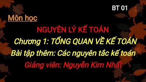 Môn NLKT: Chương 1_ Bài tập Trắc nghiệm về các tình huống kế toán và nguyên tắc kế toán - clip 01