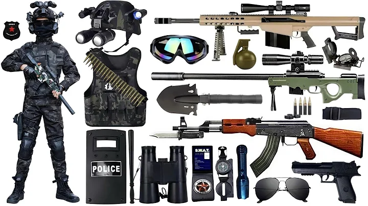 Special forces military toy unboxing, AK47, submachine gun, AWM sniper rifle, 1911 pistol.