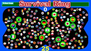 Survival Ring ~200 countries marble race~  in Algodoo | Marble Factory