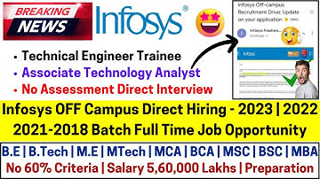 Finally Infosys Started OFF Campus Direct Hiring For 2023 | 2022-2018 Batch 2 New Urgent Recruitment