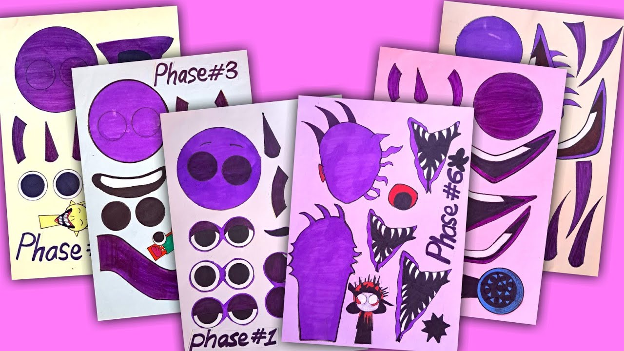 [Paper DIY] Фаза 1 против 2 против 3 против 4 против фазы 5 против фазы 6 - книга наклеек sprunki -