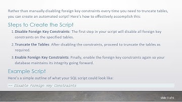 How to Easily Disable Related Foreign Keys in Oracle SQL with a Script