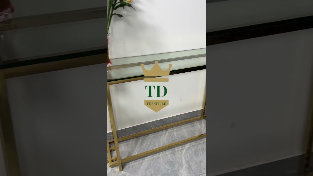 Silver & Gold Stainless Steel Console Table Glass Sideboard Luxury Hallway Decor