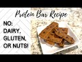 NUT FREE, DAIRY FREE, GLUTEN FREE PROTEIN BAR RECIPE! NO BAKE BARS!