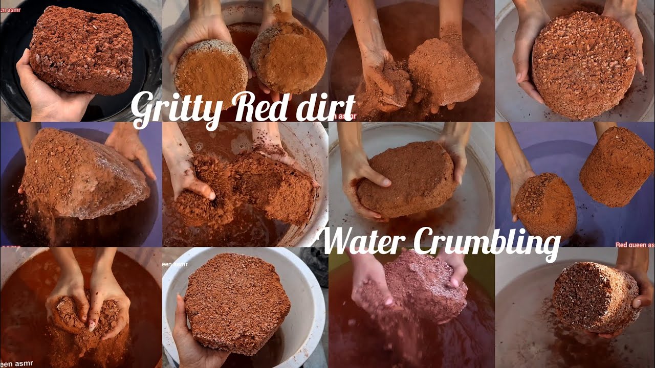 🍒Pretty Gritty Dusty Red dirt Water Crumbling • Smasshing • Whole Crushes • Dipping • Satysfying • 