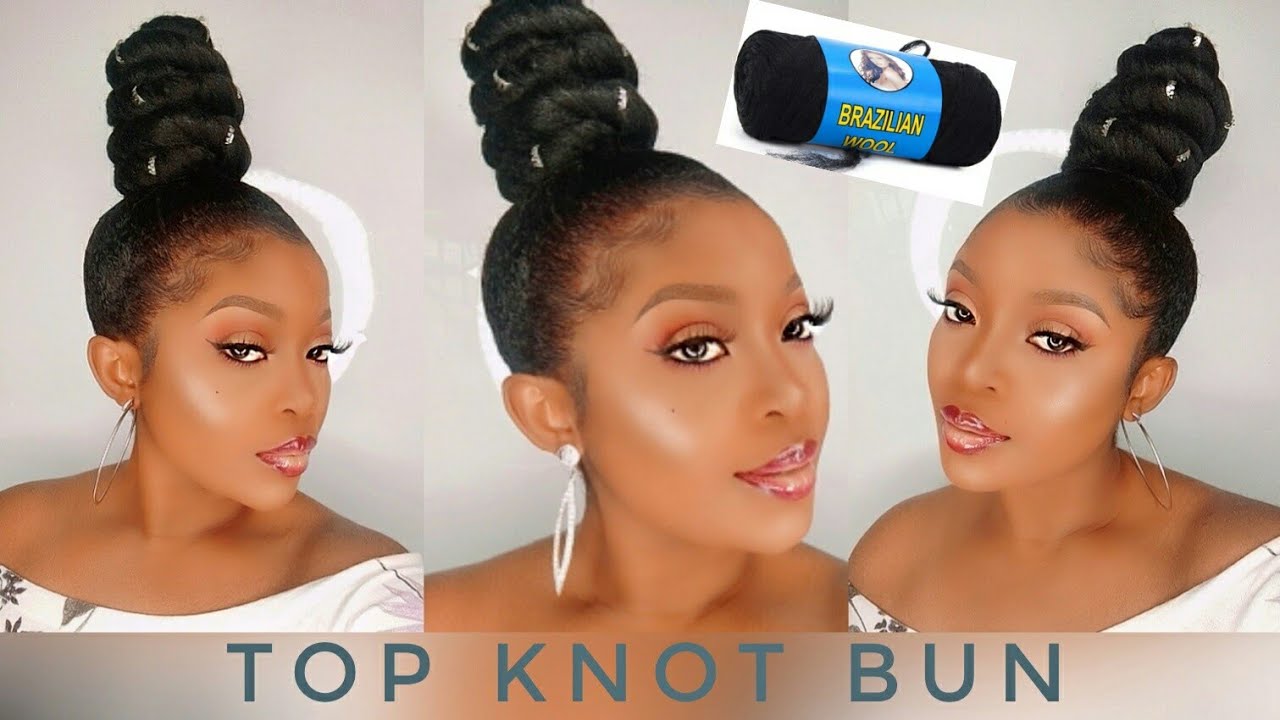 Top Knot Bun Tutorial Using Brazilian Wool Macamy YouTube