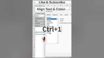 Excel Align Text & Colon|#excel #shorts #youtubeshorts #trending #viral#viralvideo#short #reels #new