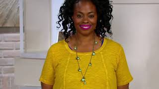 LOGO by Lori Goldstein Distressed Cotton Slub Seamed Top on QVC