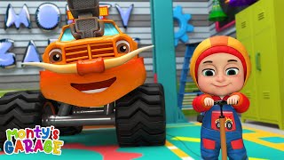 Super Trucks' Race Day | Monster Truck Songs | Nursery Rhymes - Monty's Garage