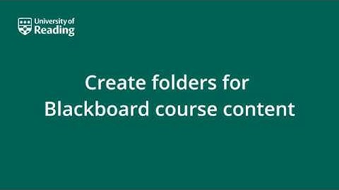 Adding folders to your Blackboard course