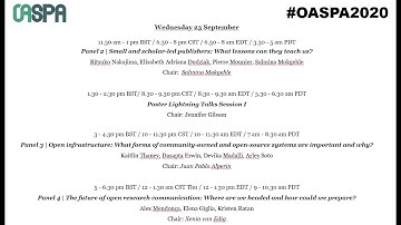 Panel: The future of open research communication - OASPA 2020 Wednesday September 23