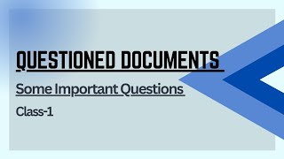 Questioned Document MCQ's || Part-1 || Topicwise Question Series || ‎@SavvyForensics 