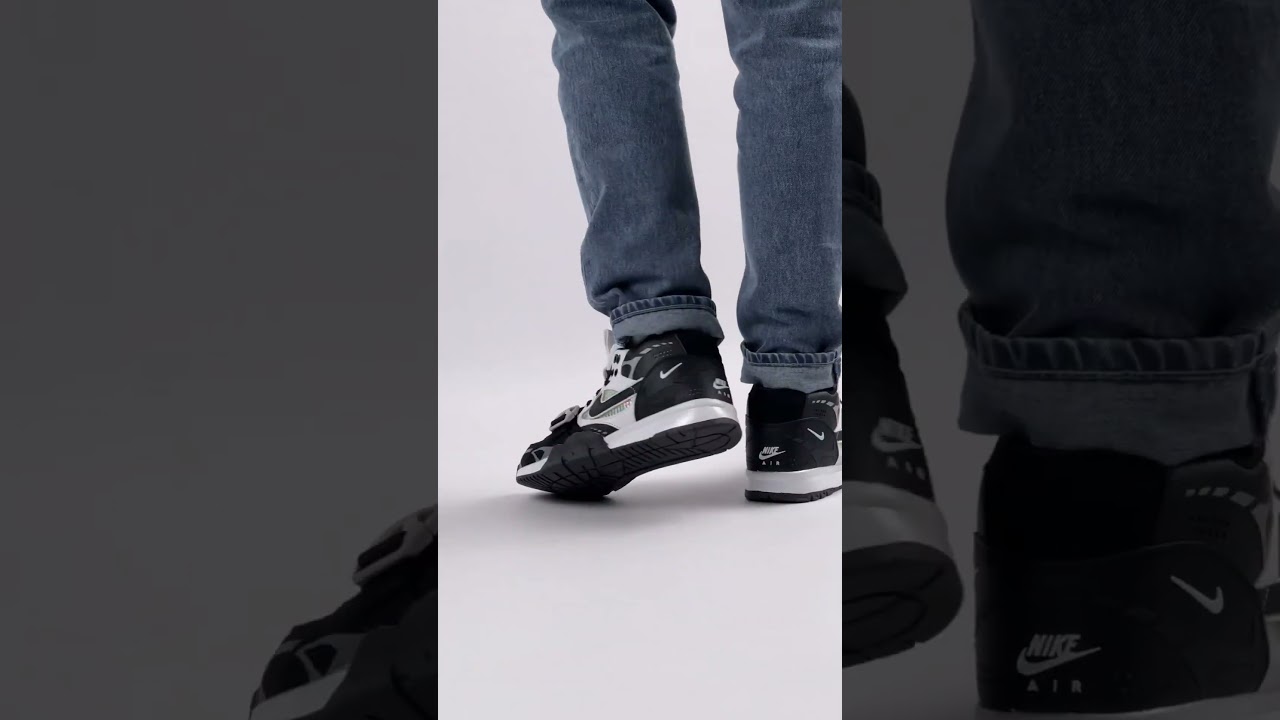 Мужские кожаные кроссовки Nike Air Trainer 1 SP Black White, мужские кеды Найк черные A1828