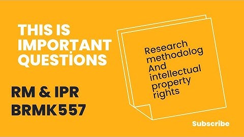 Research methodology and intellectual property rights | very important questions| BRMK557|5th sem|RM