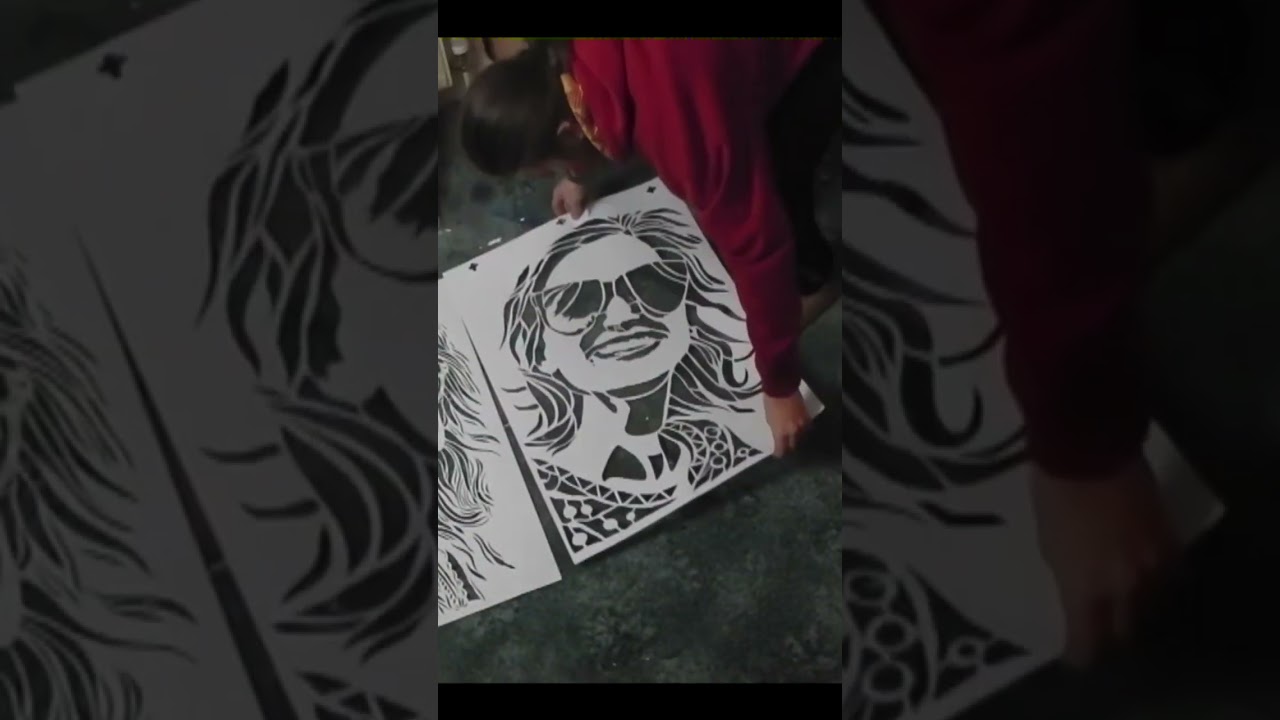 CUTTING 3 Layers ART STENCIL  #shorts #stencil