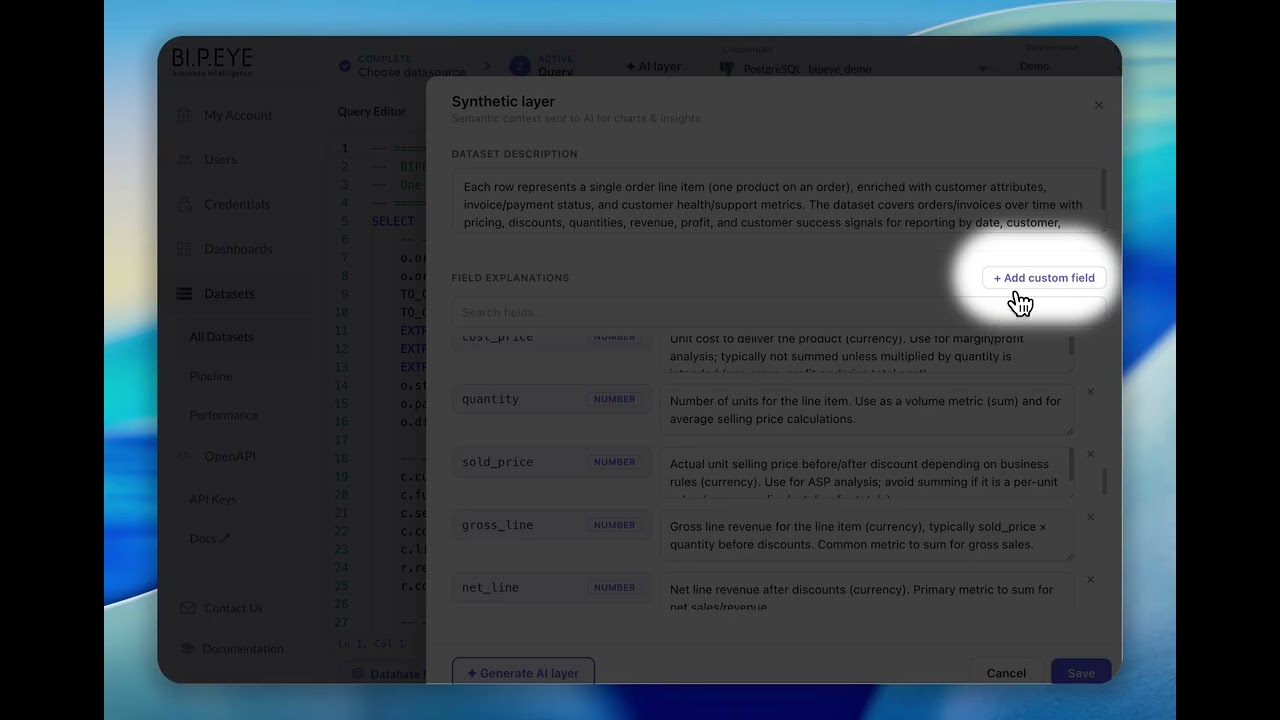 Demo: generate a Synthetic AI Layer in one click