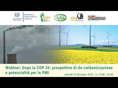 Webinar - Dopo la COP 26: prospettive di de-carbonizzazione e potenzialità per le PMI