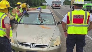 Close Call On Interstate As Object Impales Womans Windshield
