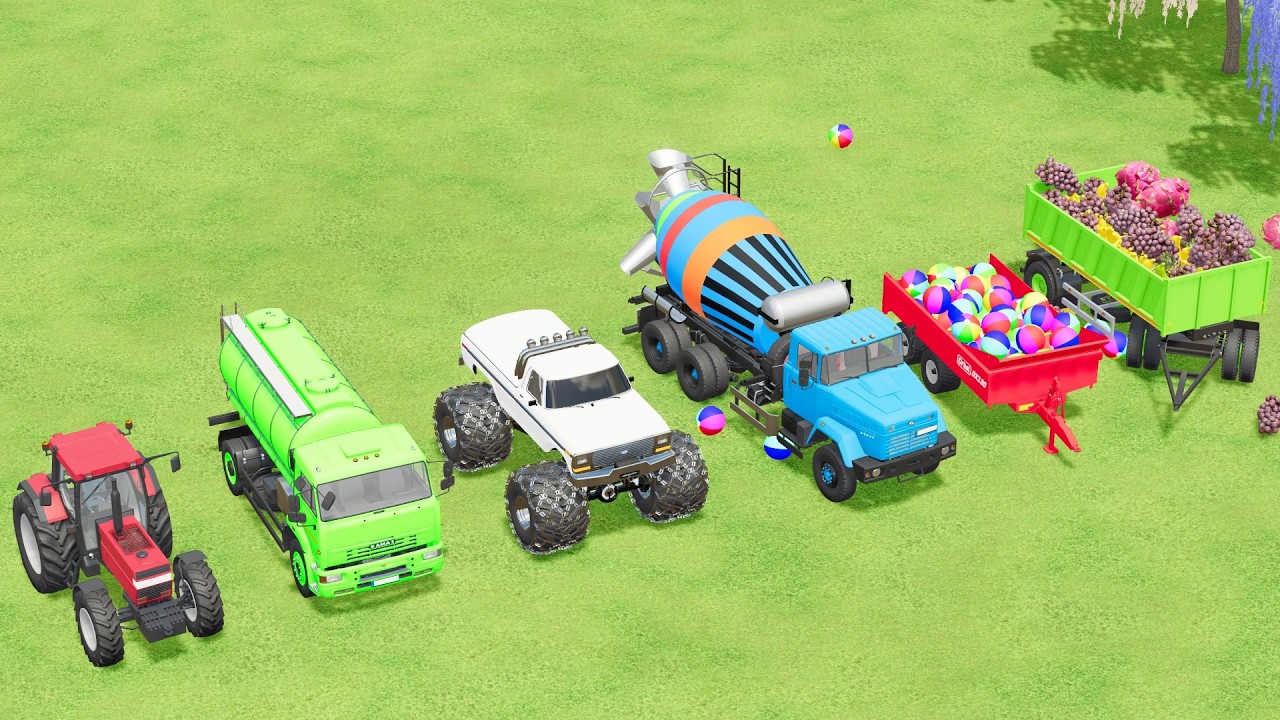 Tractor fiat & TRUCK PERTAMINA & John DEERE & MIXER TRANSPORT BATTLE with TRUCK IVOCE ! FS22 - 774