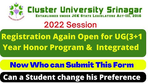 Registration again Open for UG (3+1 Year Honor and 5 Year Integrated Program)  & Who can Apply