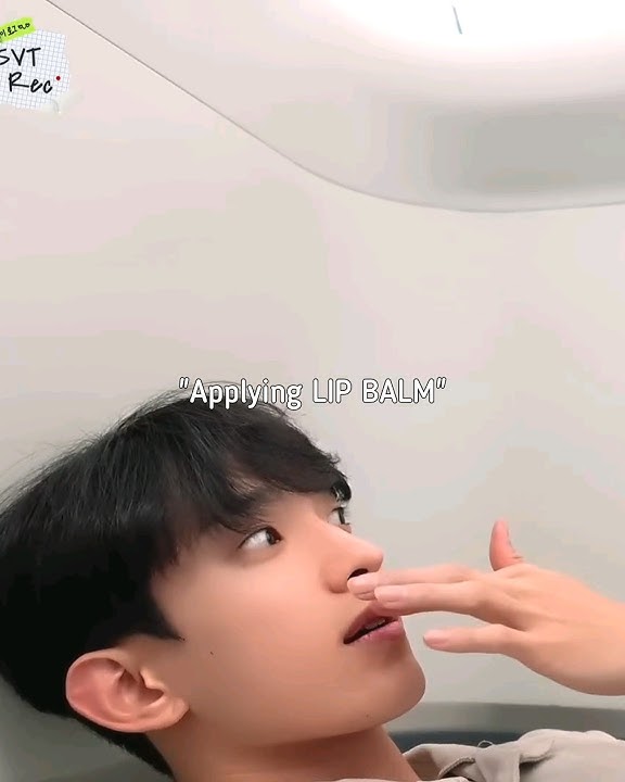 DK made eye contact with flight attendant while applying lip balm😆🤦🏻‍♀️#seventeen#dk#dokyeom#seokmin