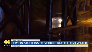 Crews save driver stuck in high water in Evansville